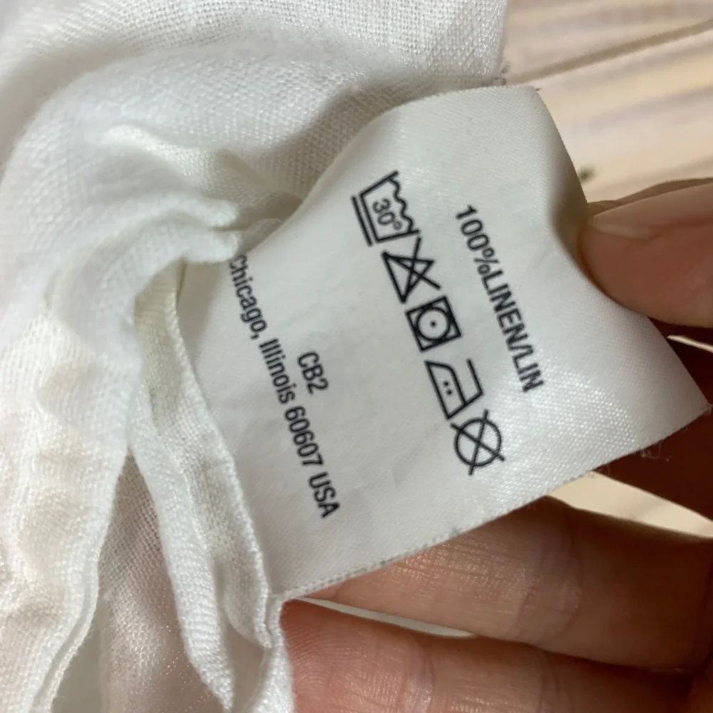 CB2 100% Linen Pillow Sham Standard White Portugal Luxury Chic Neutral Scandi